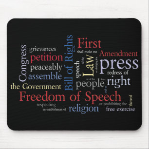 First Amendment Word Cloud Freedom of Speech Mouse Mat