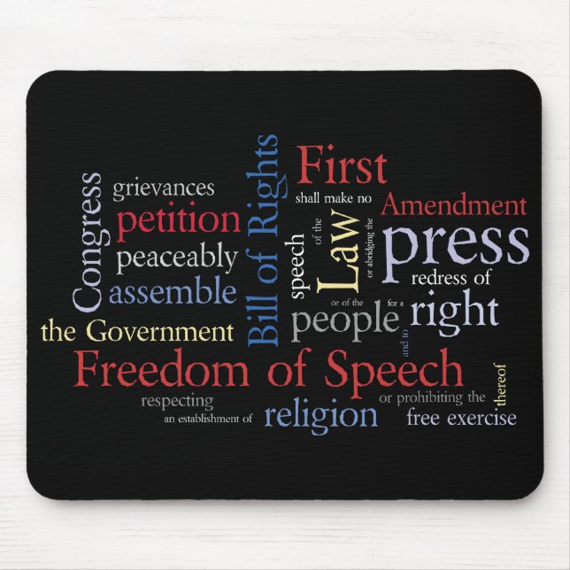 First Amendment Word Cloud Freedom of Speech Mouse Mat (Front)