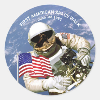 First American Astronaut Space Walk Classic Round Sticker