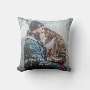 First Anniversary as Mr and Mrs Christmas Photo Cushion