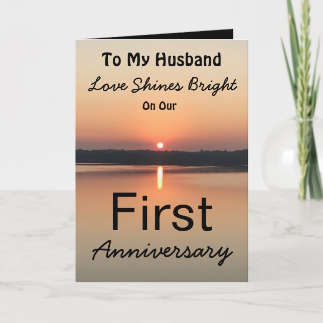 First Anniversary Husband Love Shines Bright Card (Front)