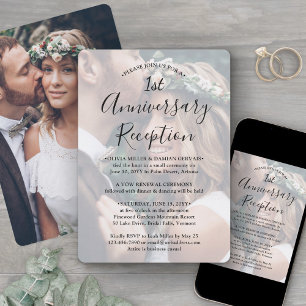 First Anniversary Wedding Reception Photo Overlay Invitation