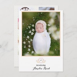 First Baby Announcements Pink Rocking Horse Photo 