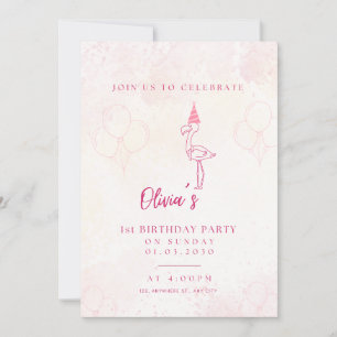 First baby girl birthday invitation card 