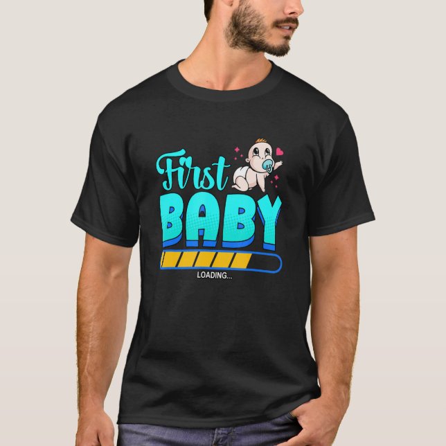 First Baby Pregnancy Announcement Family T-Shirt (Front)