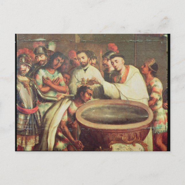 First Baptism of the Indians by the Dominicans Postcard (Front)