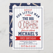 First Baseball Birthday Invitation