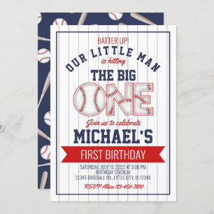 First Baseball Birthday Invitation