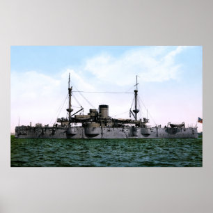 FIRST BATTLESHIP USS TEXAS 1898 POSTER