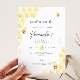 First Bee Birthday, our little honey is one Invitation