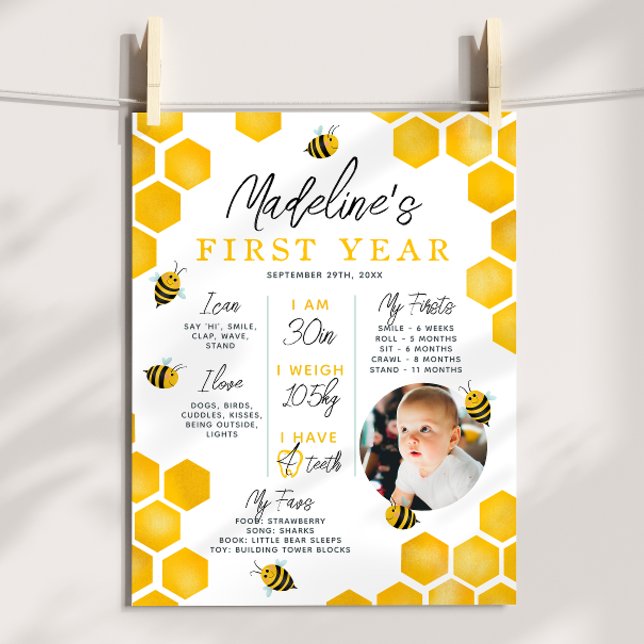 First Bee Day 1st Year Birthday Milestone Poster (Creator Uploaded)