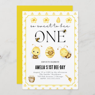 First bee-day, Bee 1st Birthday Invitation