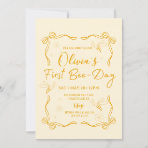 First Bee-day  Birthday Invitation 