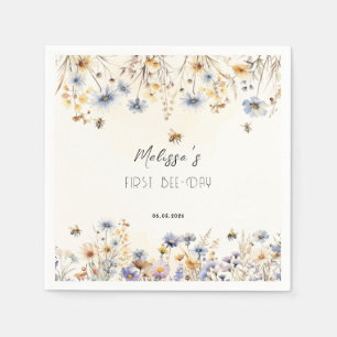 First Bee Day - Floral 1st Birthday  Napkin