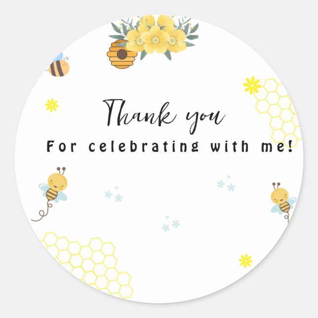 First Bee Day honey bee birthday Classic Round Sticker (Front)