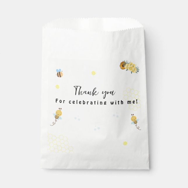 First Bee Day honey bee birthday Favour Bags (Front)