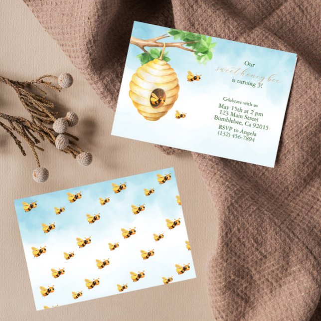 First Bee Day honey bee Birthday Invitation (Creator Uploaded)