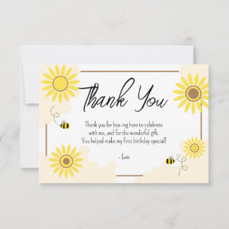 First Bee-Day Thank You Card
