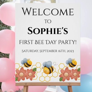 First Bee Day Welcome Sign - Glossy Poster