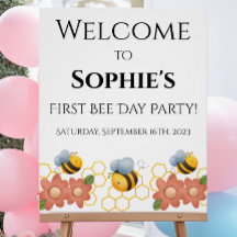 First Bee Day Welcome Sign - Glossy Poster