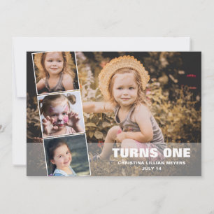 First Birthday 4 Photo Collage Birthda Card