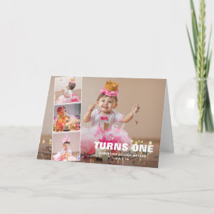 First Birthday 4 Photo Collage Birthday Card