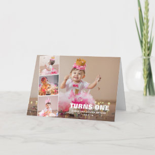 First Birthday 4 Photo Collage Birthday Holiday Ca Card
