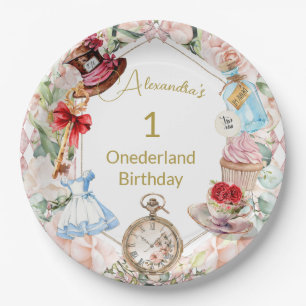 First Birthday Alice In Wonderland Child Age  Paper Plate