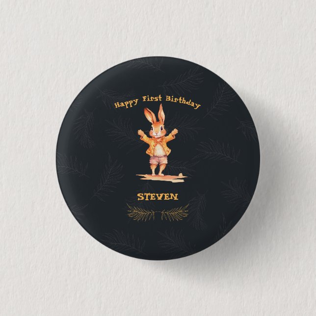 First Birthday animal 3 Cm Round Badge (Front)
