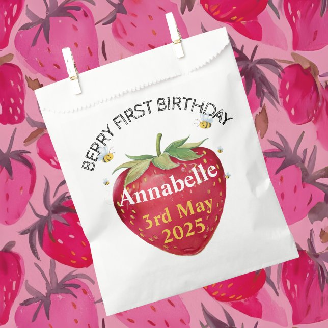 First birthday Baby 1st Strawberry Cute Favour Bags (Creator Uploaded)