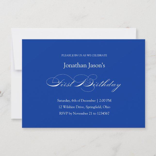 First Birthday Baby Boy Formal Invitation (Front)