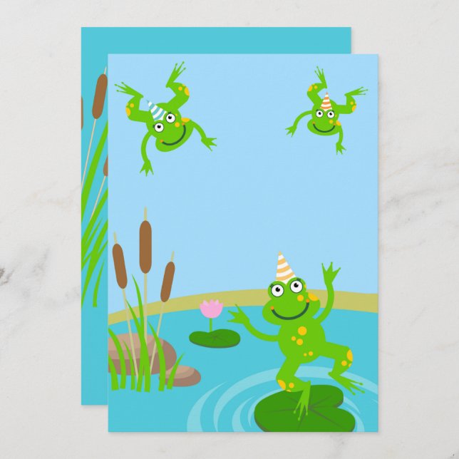 First birthday baby frog family party  invitation (Front/Back)