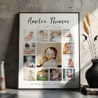 First Birthday Baby Milestone Sign w/ 13 Photos