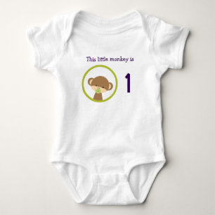 First Birthday Baby Safari Monkey with Pacifier Bodysuit