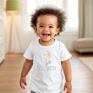 First Birthday Balloon Milestone Birthday Party  Baby T-Shirt