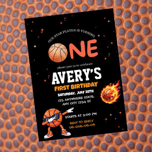 First birthday Basketball Invitation