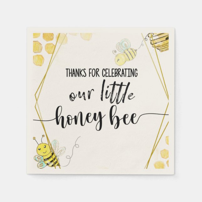 FIRST BIRTHDAY, BEE PARTY, BEE THEMED NAPKIN (Front)