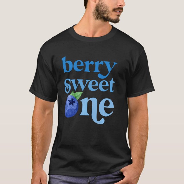 First Birthday Berry Sweet One Blueberry 1st Bday  T-Shirt (Front)