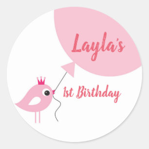 First Birthday Birdie Balloon stickers
