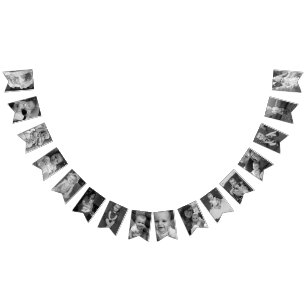 First Birthday Black and White Photo Personalised Bunting
