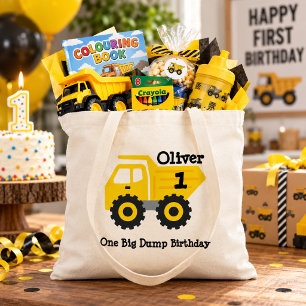 First Birthday Boy Big Yellow Dump Truck Tote Bag