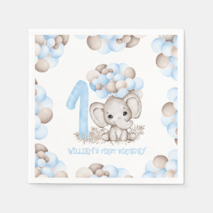 First Birthday Boy Cute Elephant Napkin