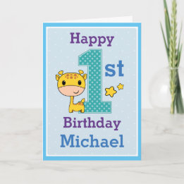 First Birthday Boy, Giraffe Card