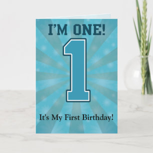 First Birthday Boy, I'm One, Big Blue Number 1 Card