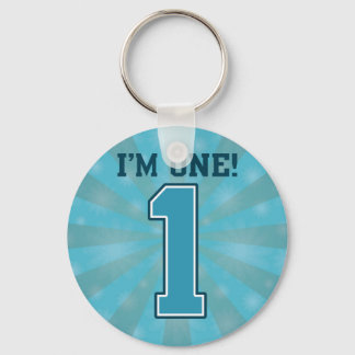 First Birthday Boy, I'm One, Big Blue Number 1 Key Ring