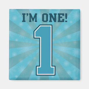 First Birthday Boy, I'm One, Big Blue Number 1 Magnet