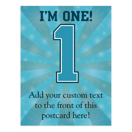 First Birthday Boy, I'm One, Big Blue Number 1 Postcard