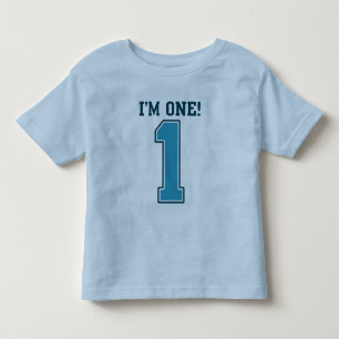 First Birthday Boy, I'm One, Big Blue Number 1 Toddler T-Shirt