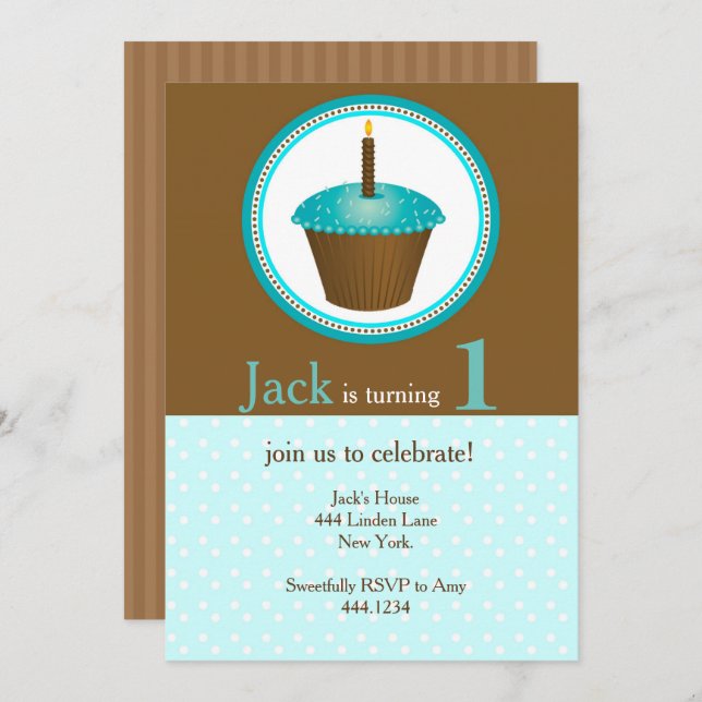 First Birthday Boy Invitations (Front/Back)