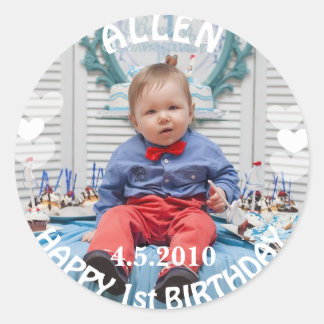 First Birthday Boy Photo Sticker